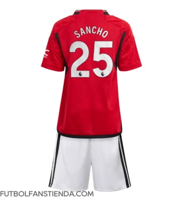 Manchester United Jadon Sancho #25 Primera Equipación Niños 2023-24 Manga Corta (+ Pantalones cortos)